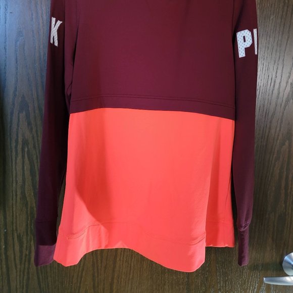 PINK ULTIMATE BY VICTORIA'S SECRET ORANGE AND BURGUNDY PULLOVER SIZE MEDIUM - Picture 5 of 8